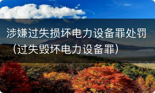 涉嫌过失损坏电力设备罪处罚（过失毁坏电力设备罪）