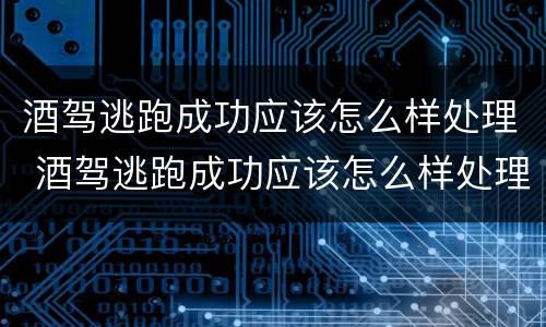 酒驾逃跑成功应该怎么样处理 酒驾逃跑成功应该怎么样处理好