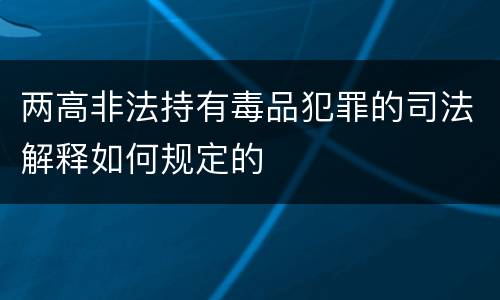 两高非法持有毒品犯罪的司法解释如何规定的