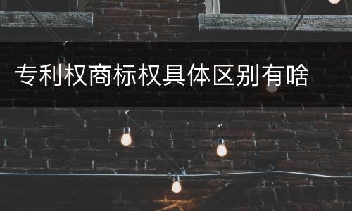 专利权商标权具体区别有啥