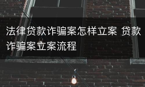 法律贷款诈骗案怎样立案 贷款诈骗案立案流程