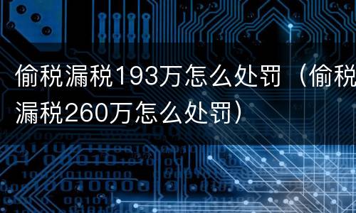 偷税漏税193万怎么处罚（偷税漏税260万怎么处罚）