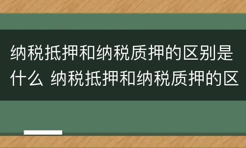 纳税抵押和纳税质押的区别是什么 纳税抵押和纳税质押的区别是什么呢