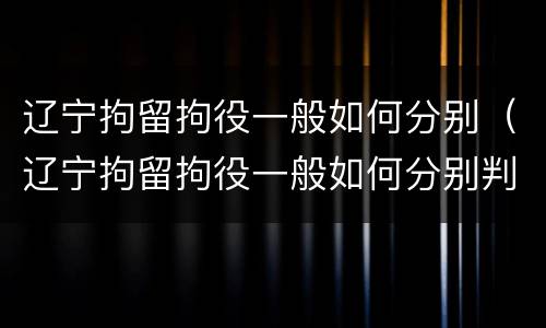 辽宁拘留拘役一般如何分别（辽宁拘留拘役一般如何分别判刑）
