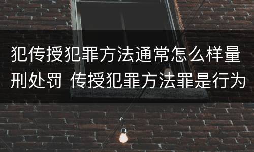 犯传授犯罪方法通常怎么样量刑处罚 传授犯罪方法罪是行为犯吗