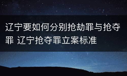 辽宁要如何分别抢劫罪与抢夺罪 辽宁抢夺罪立案标准