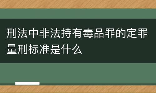 刑法中非法持有毒品罪的定罪量刑标准是什么