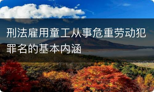 刑法雇用童工从事危重劳动犯罪名的基本内涵
