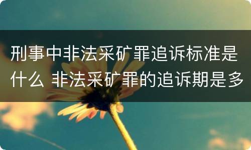 刑事中非法采矿罪追诉标准是什么 非法采矿罪的追诉期是多少