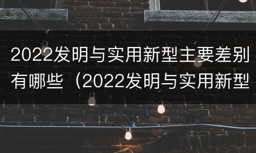 2022发明与实用新型主要差别有哪些（2022发明与实用新型主要差别有哪些呢）