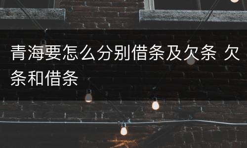 青海要怎么分别借条及欠条 欠条和借条