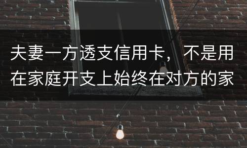 夫妻一方透支信用卡，不是用在家庭开支上始终在对方的家庭开支上我有义务给他还吗