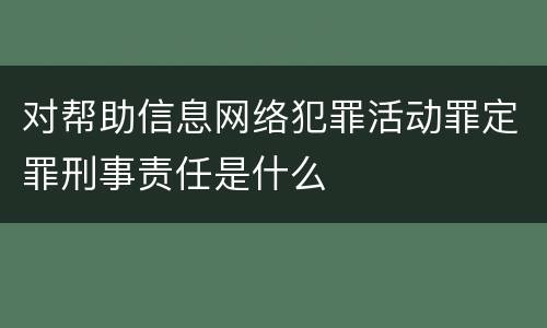 对帮助信息网络犯罪活动罪定罪刑事责任是什么