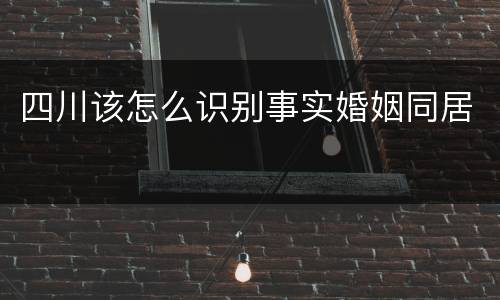 四川该怎么识别事实婚姻同居