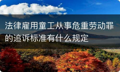 法律雇用童工从事危重劳动罪的追诉标准有什么规定