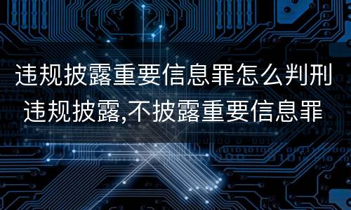 违规披露重要信息罪怎么判刑 违规披露,不披露重要信息罪判例