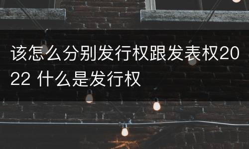 该怎么分别发行权跟发表权2022 什么是发行权