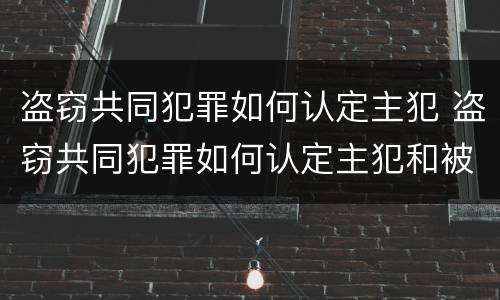 盗窃共同犯罪如何认定主犯 盗窃共同犯罪如何认定主犯和被犯