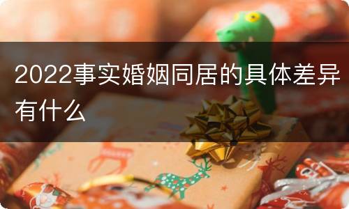 2022事实婚姻同居的具体差异有什么