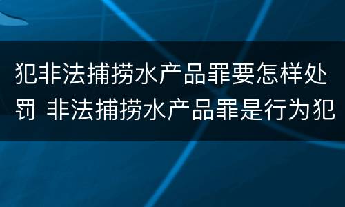 犯非法捕捞水产品罪要怎样处罚 非法捕捞水产品罪是行为犯吗