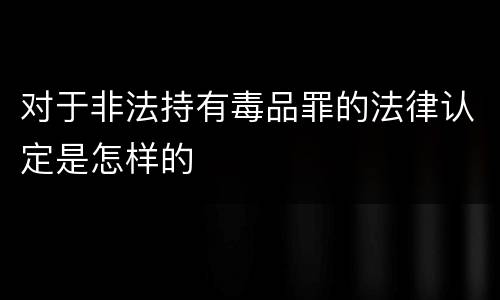 对于非法持有毒品罪的法律认定是怎样的