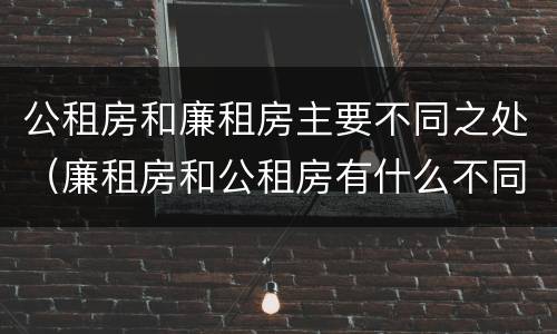 公租房和廉租房主要不同之处（廉租房和公租房有什么不同）