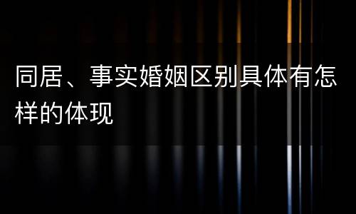 同居、事实婚姻区别具体有怎样的体现