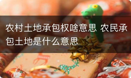 农村土地承包权啥意思 农民承包土地是什么意思