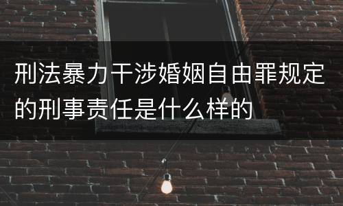 刑法暴力干涉婚姻自由罪规定的刑事责任是什么样的