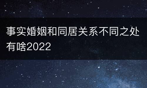 事实婚姻和同居关系不同之处有啥2022
