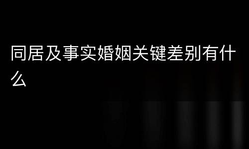 同居及事实婚姻关键差别有什么