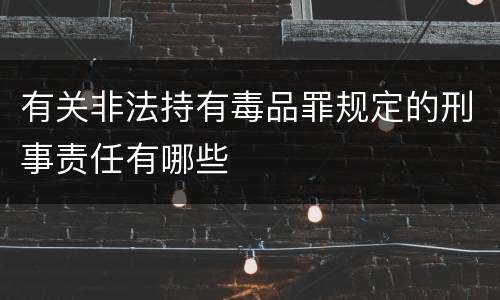 有关非法持有毒品罪规定的刑事责任有哪些