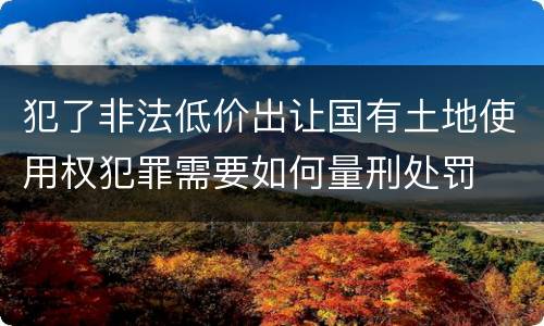 犯了非法低价出让国有土地使用权犯罪需要如何量刑处罚