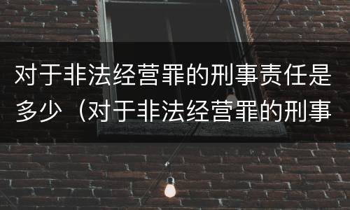 对于非法经营罪的刑事责任是多少（对于非法经营罪的刑事责任是多少条）