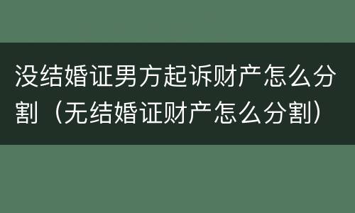 没结婚证男方起诉财产怎么分割（无结婚证财产怎么分割）