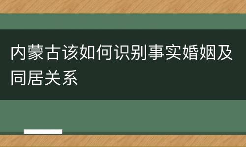内蒙古该如何识别事实婚姻及同居关系