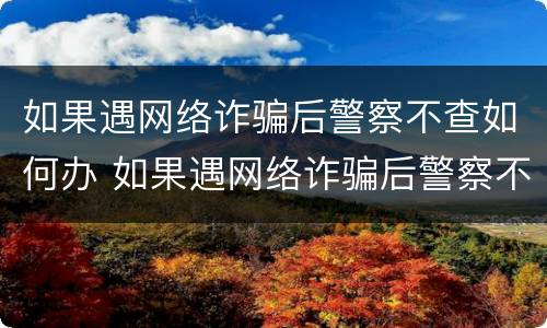 如果遇网络诈骗后警察不查如何办 如果遇网络诈骗后警察不查如何办