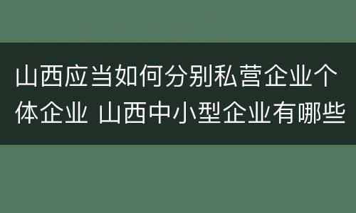 山西应当如何分别私营企业个体企业 山西中小型企业有哪些