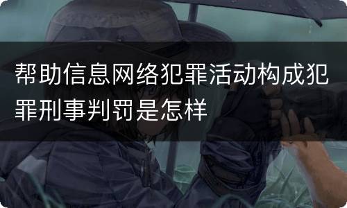 帮助信息网络犯罪活动构成犯罪刑事判罚是怎样