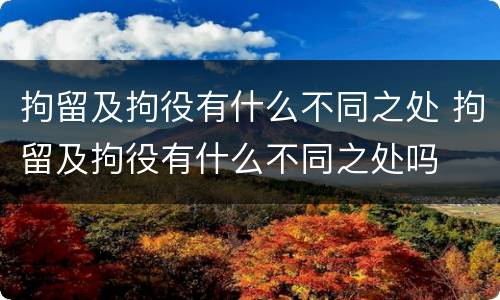 拘留及拘役有什么不同之处 拘留及拘役有什么不同之处吗