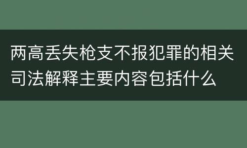两高丢失枪支不报犯罪的相关司法解释主要内容包括什么
