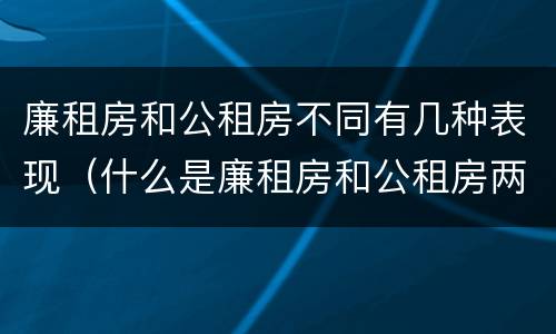 廉租房和公租房不同有几种表现（什么是廉租房和公租房两个有什么特点）