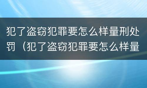 犯了盗窃犯罪要怎么样量刑处罚（犯了盗窃犯罪要怎么样量刑处罚多少钱）