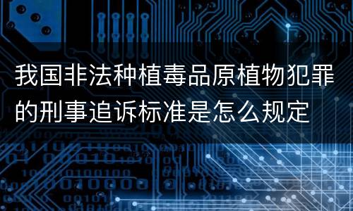 我国非法种植毒品原植物犯罪的刑事追诉标准是怎么规定