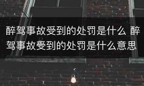 醉驾事故受到的处罚是什么 醉驾事故受到的处罚是什么意思