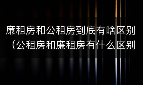 廉租房和公租房到底有啥区别（公租房和廉租房有什么区别吗）