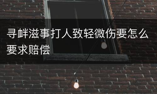 寻衅滋事打人致轻微伤要怎么要求赔偿