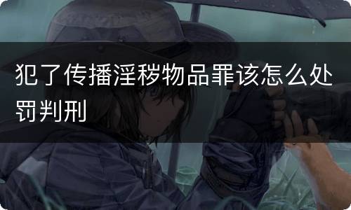 犯了传播淫秽物品罪该怎么处罚判刑