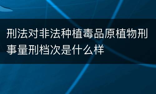 刑法对非法种植毒品原植物刑事量刑档次是什么样
