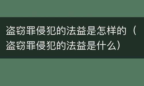 盗窃罪侵犯的法益是怎样的（盗窃罪侵犯的法益是什么）